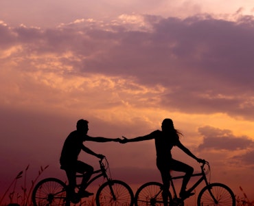 A couple cycling