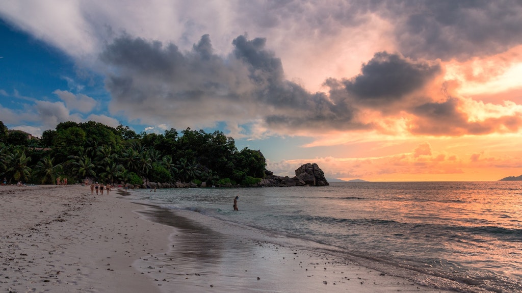 Sunset at the Sunset rock in Seychelles.