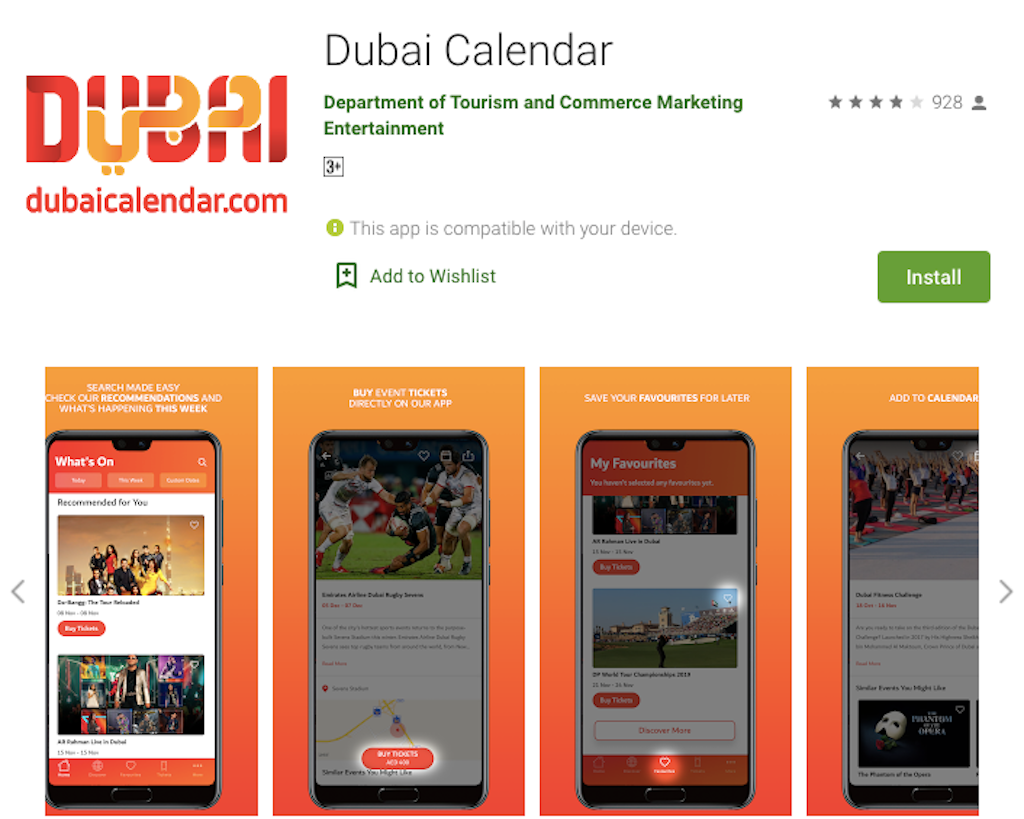 Dubai Calendar app