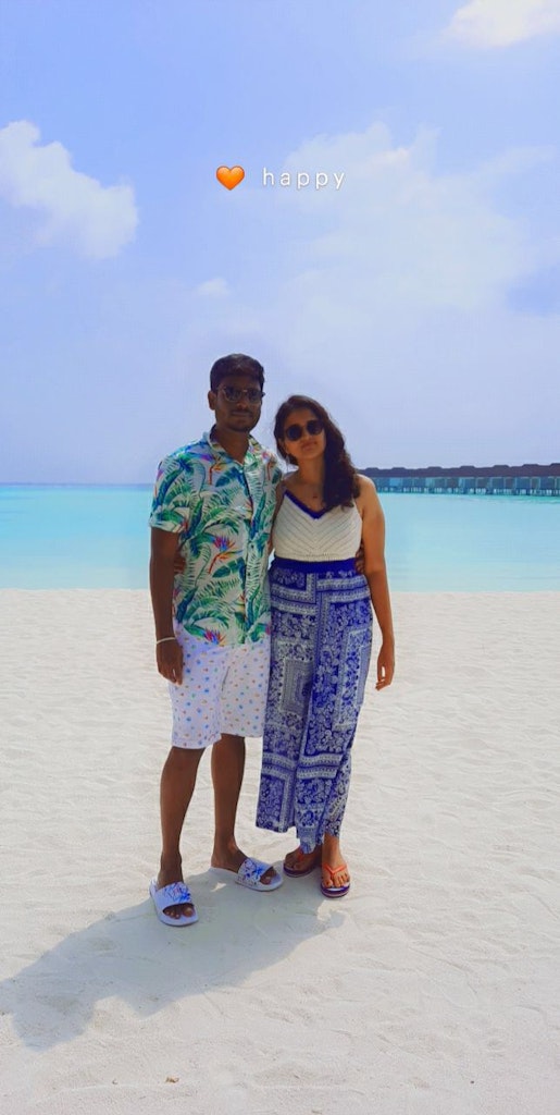 posing before the sea - Maldives Honeymoon
