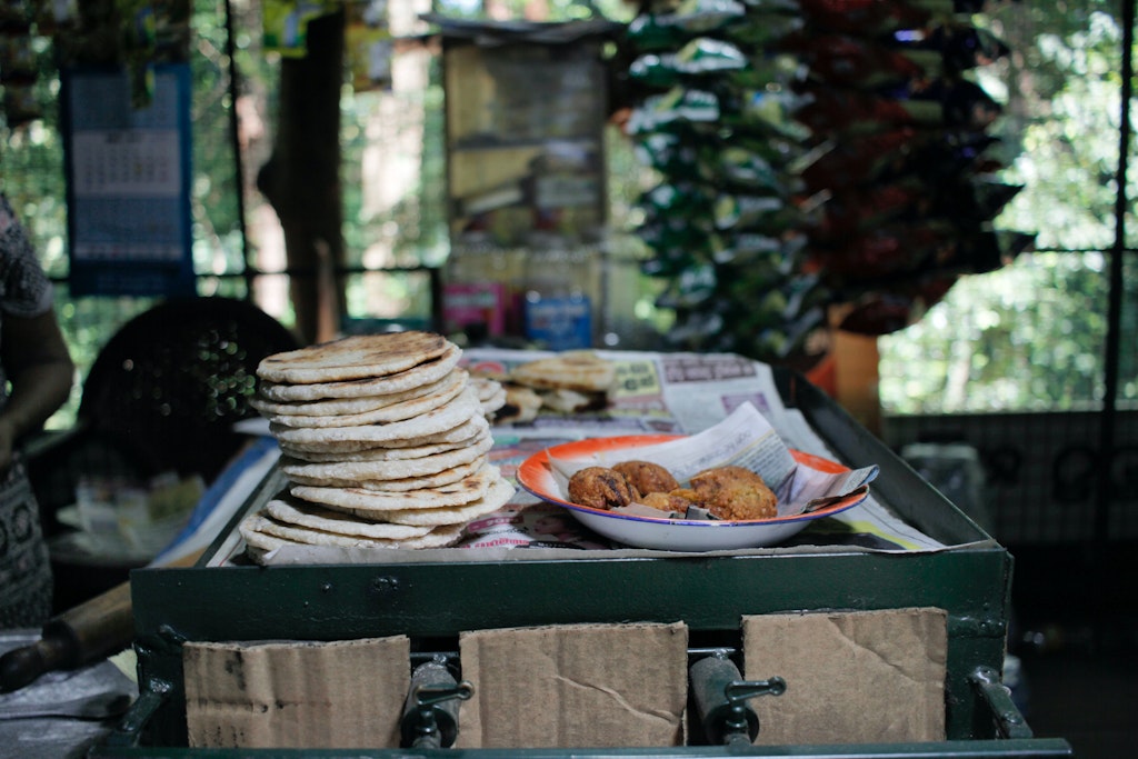 Food in a road side shop in Sri Lanka