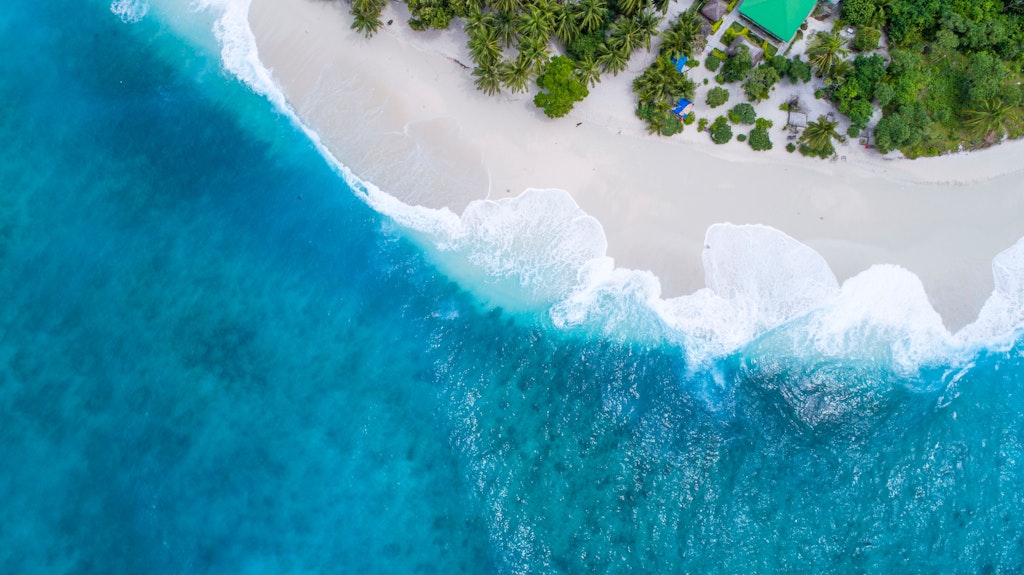Aerial view of the Maldives beach