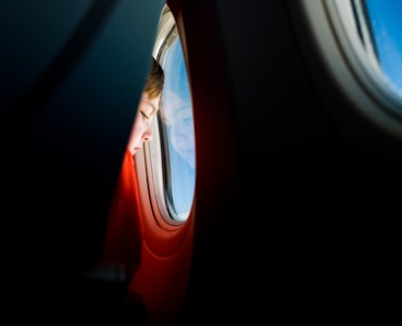A kid on a flight