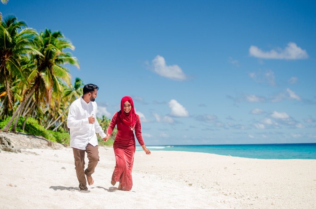 Honeymoon couple in the Maldives