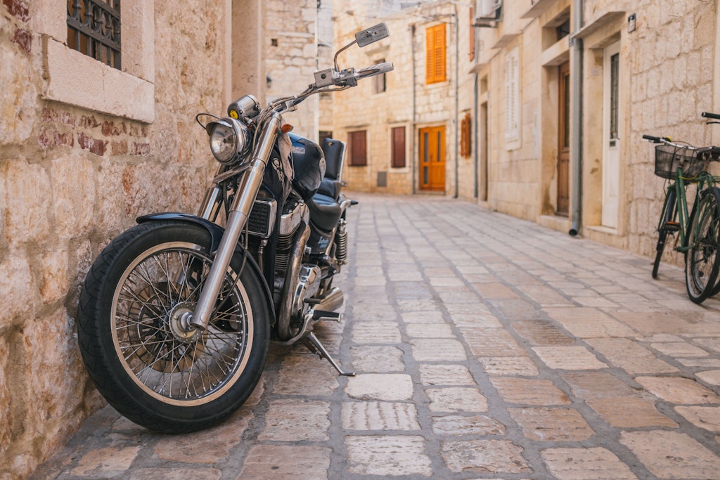 Travel by motorcycle in Hvar, Croatia